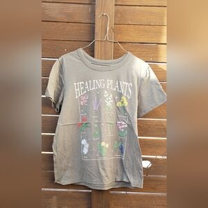 Zoe + Liv Gray Graphic Polo Tee Short Sleeve